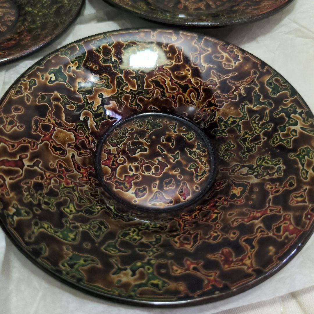 ★新品　昭和レトロ 木製 津軽塗 漆塗り 茶托　銘々皿 小皿 5個　12ｃｍ