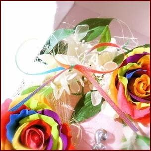 プリザーブドフラワーオルゴール　レインボーローズ　星に願いを♪