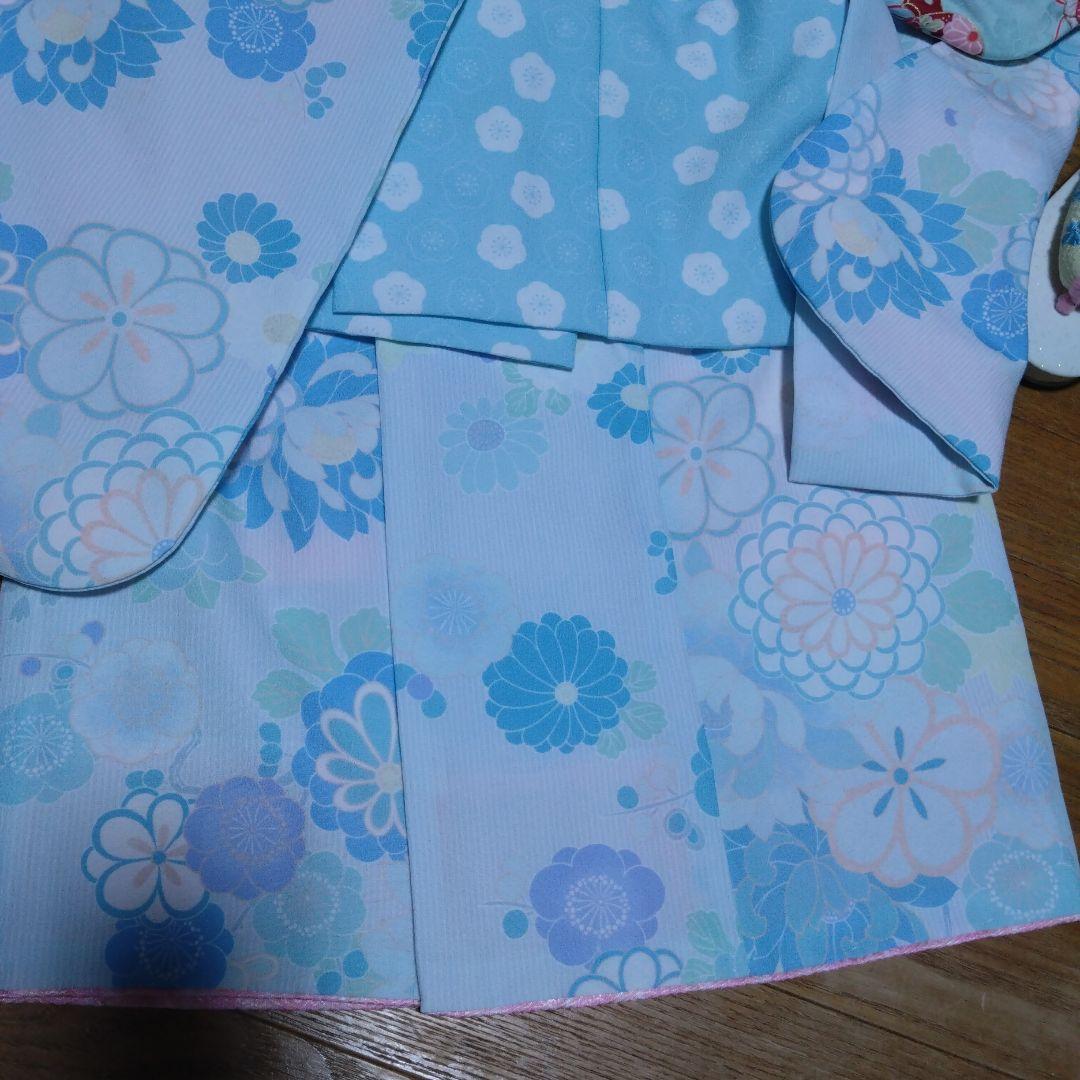 三歳★神楽★水色桜模様着物セット