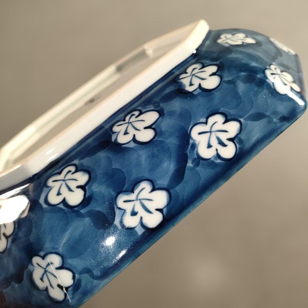 A1352-5/有田焼/源右衛門窯/染付梅地紋方皿2客/共箱/飾鉢/懐石道具/