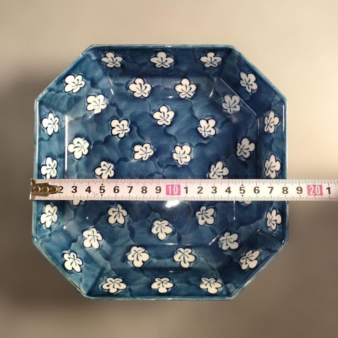 A1352-5/有田焼/源右衛門窯/染付梅地紋方皿2客/共箱/飾鉢/懐石道具/