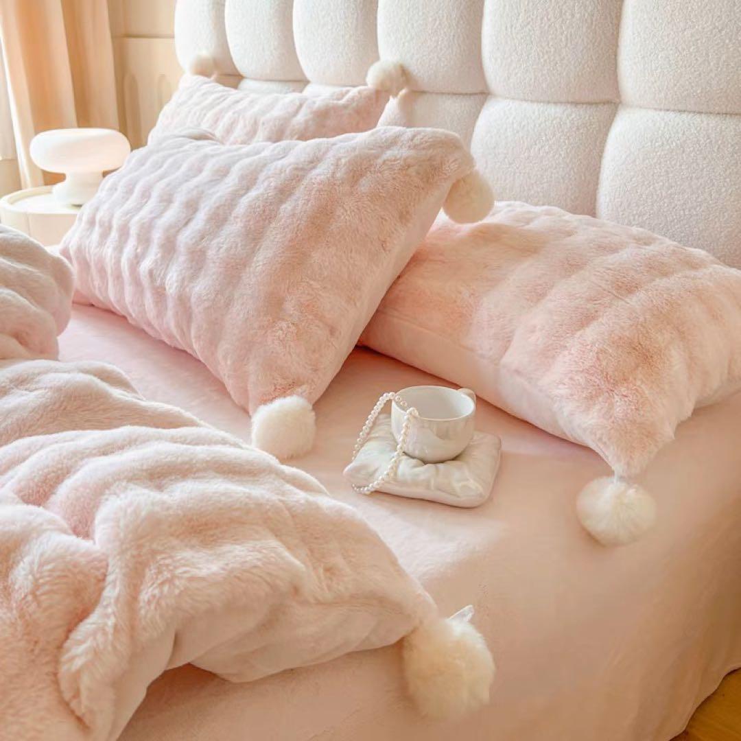 ピンク フリース ダブルカバーセット