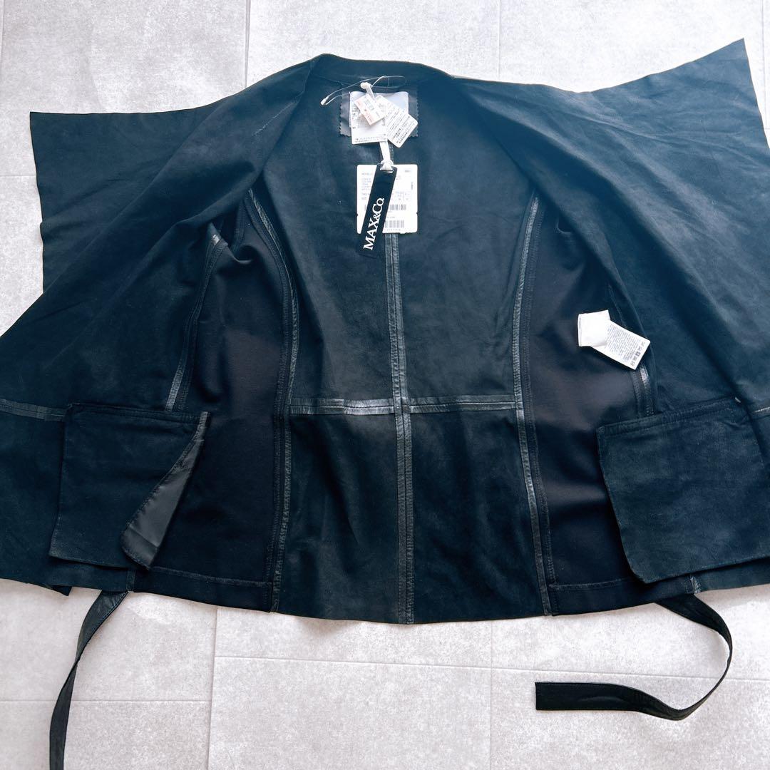 タグ付き✨MAX&Co. ラムレザー ジャケット コート ベルト ドッキング 黒