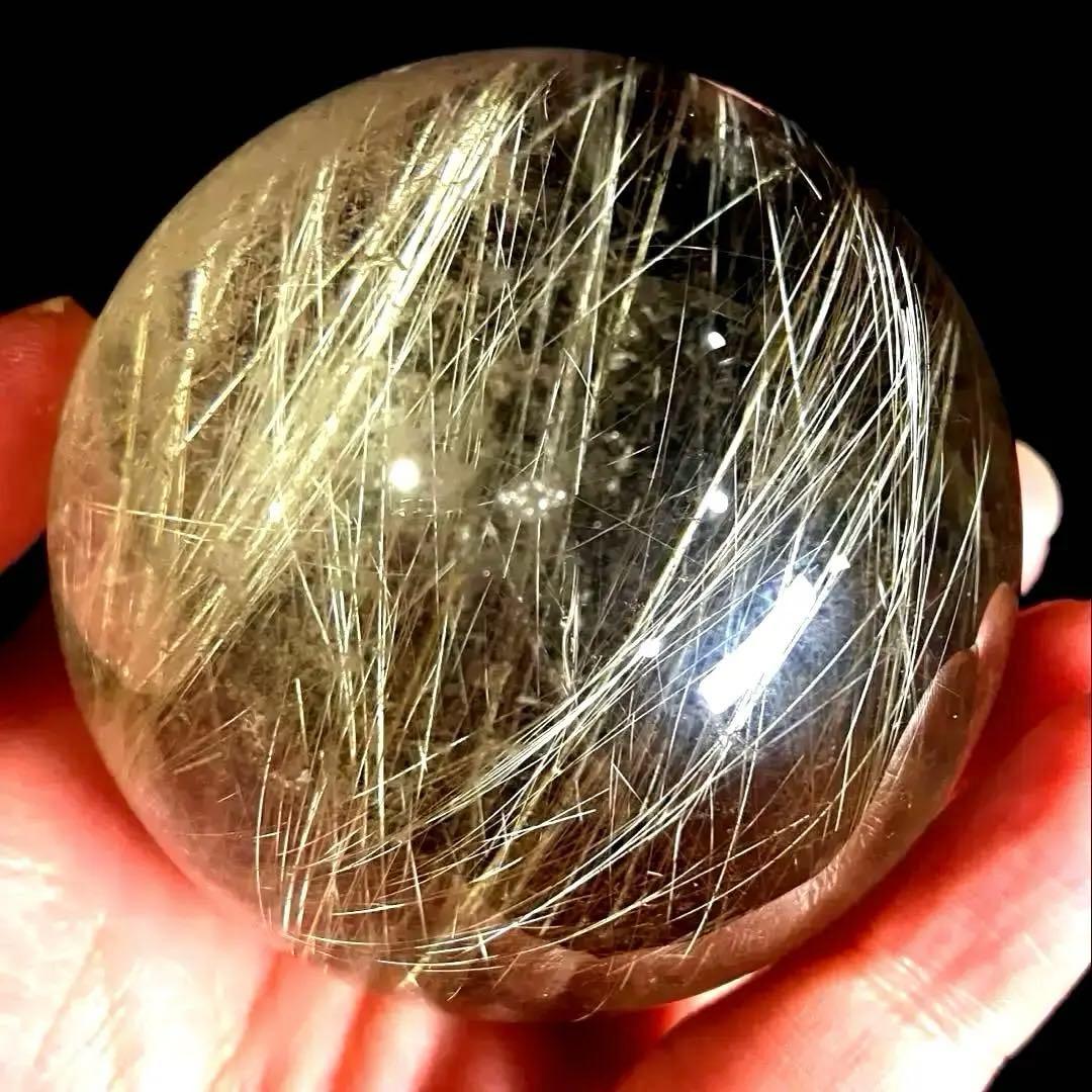 超大玉　62mm ゴールドルチルクォーツ　金針水晶　パワーストーン