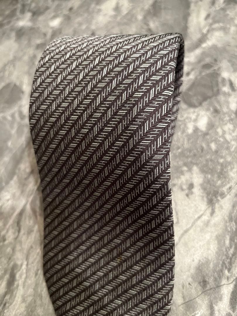 HERMES-PARIS ヘリンボーン シルクネクタイ