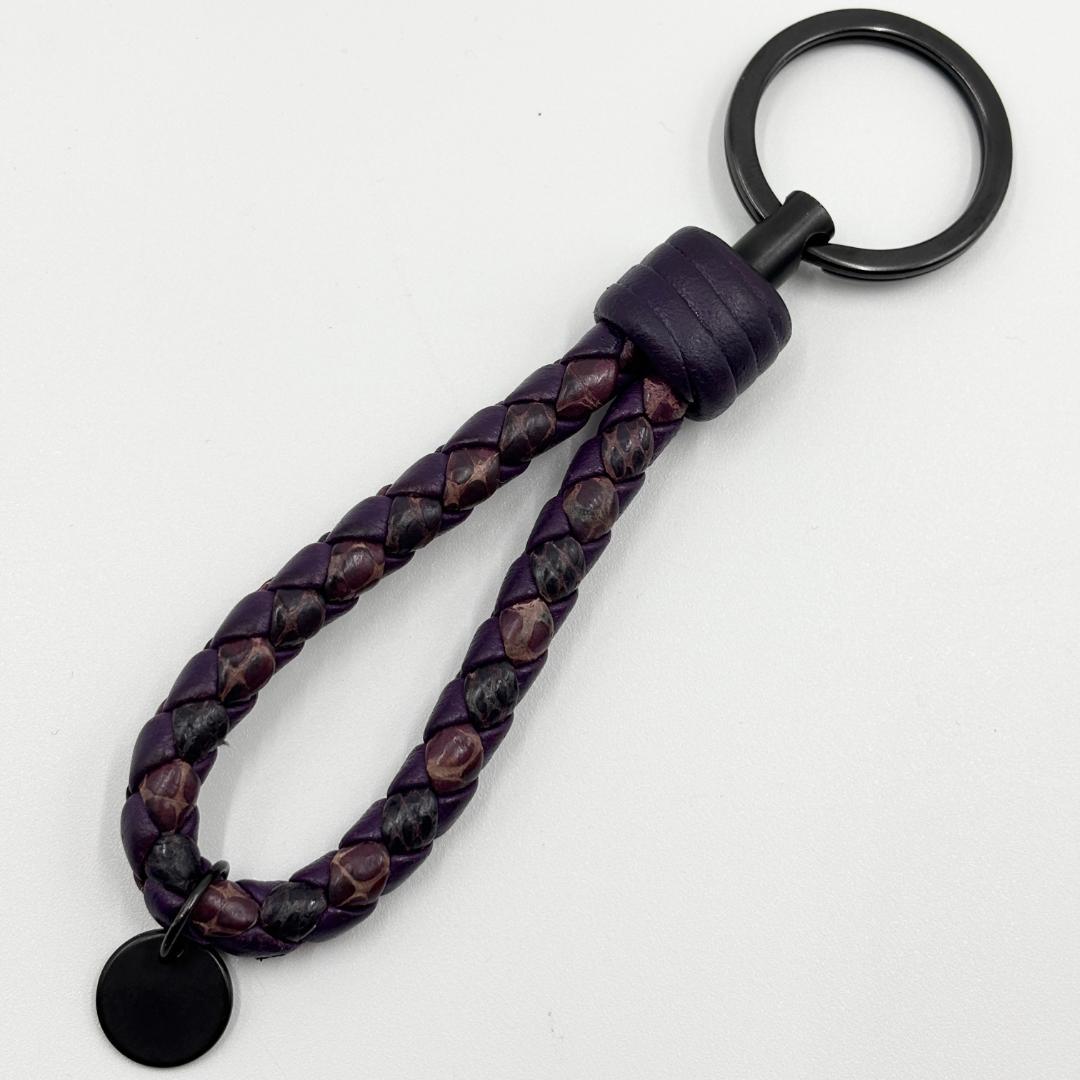 付属品完備✨️希少色 ボッテガヴェネタ イントレチャート キーリング パープル