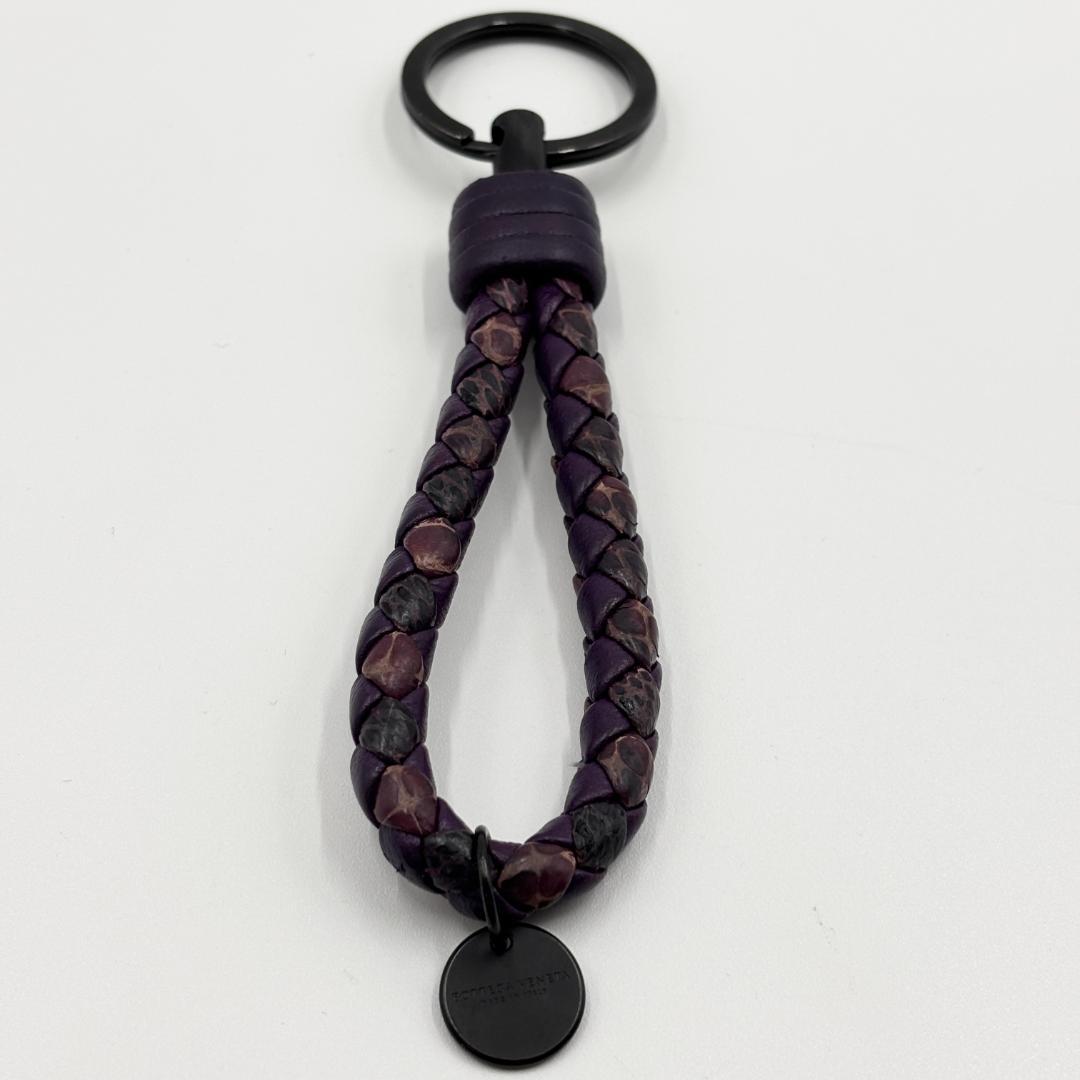 付属品完備✨️希少色 ボッテガヴェネタ イントレチャート キーリング パープル