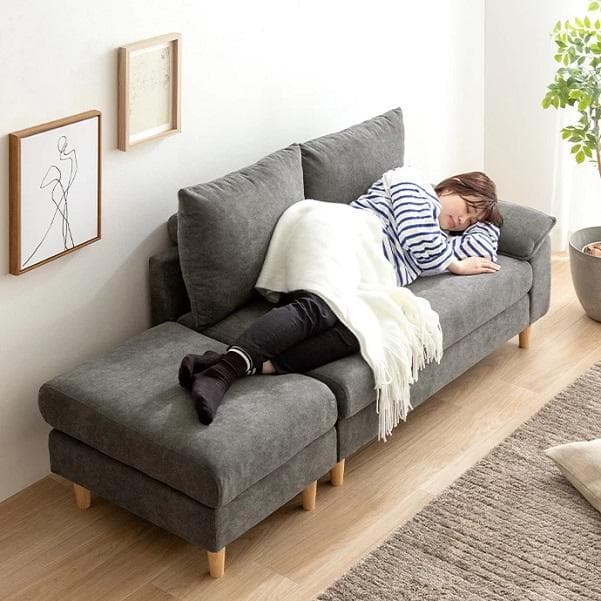 オットマン付き 2人掛けカウチソファ 組み合わせ自由 L字ソファ ソファーセット