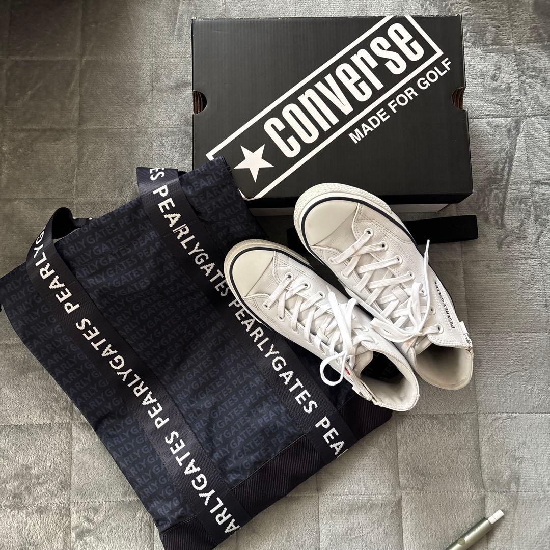 パーリーゲイツ コンバース ゴルフシューズ 白 ハイカット 24.5 袋 箱