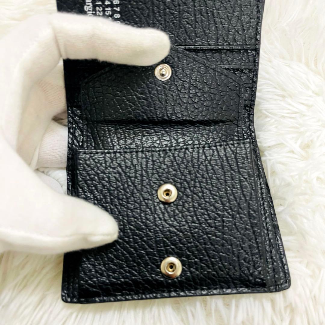 極美✨マルジェラ 二つ折り 財布 レザー 4ステッチ ブラック