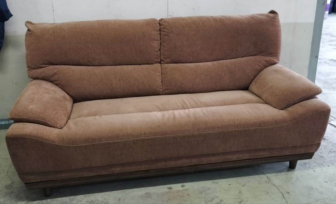 ブラウンファブリック2人掛けソファ【直接引き取りのみ】