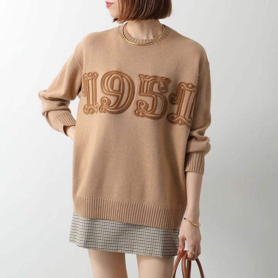美品✨マックスマーラ ニット ウールカシミヤ 1951ロゴ ピンク M 23AW