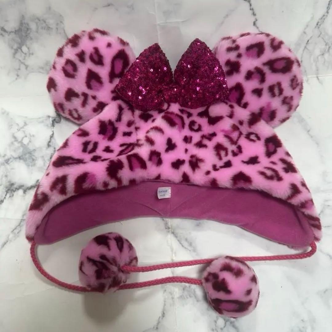 ディズニー ファンキャップ ミニー ヒョウ柄 ピンク