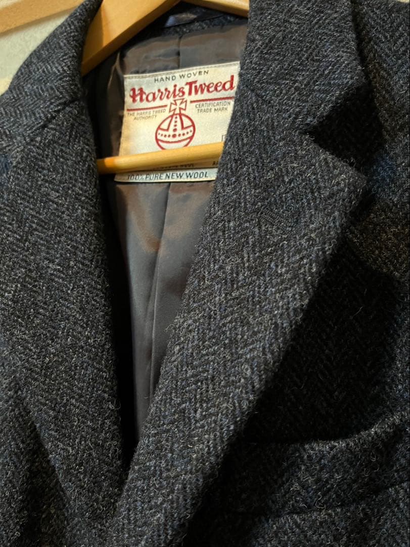 【園芸大好き】Harris Tweed ダークグレー チェスターコート