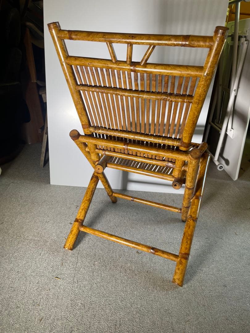 昭和レトロ 高級ラタン 折りたたみチェア 籐椅子 ヴィンテージ