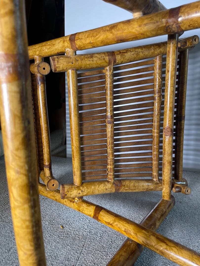 昭和レトロ 高級ラタン 折りたたみチェア 籐椅子 ヴィンテージ