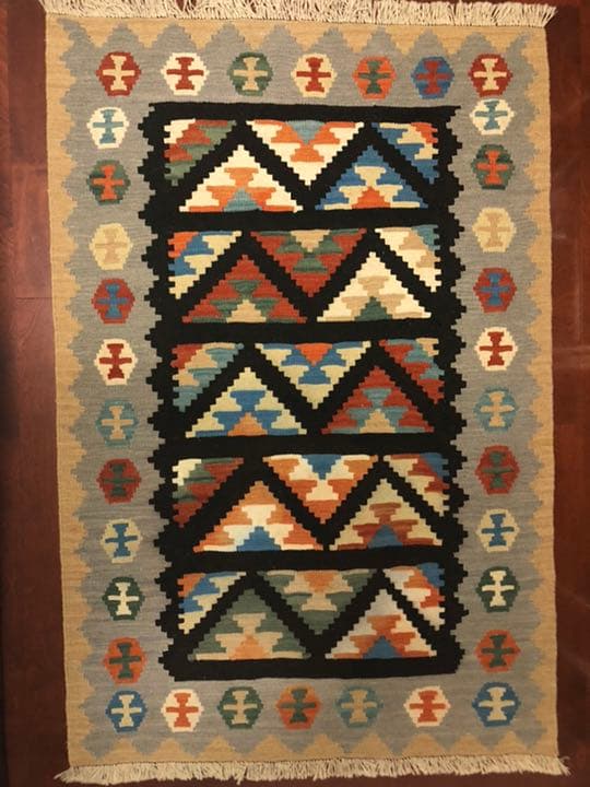 新品　キリムラグ　手織り　草木染め