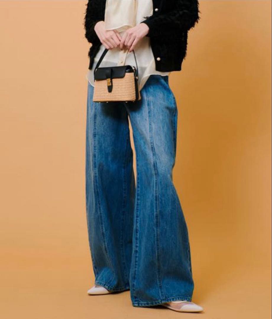 allureville ラインデニムパンツ ブルー