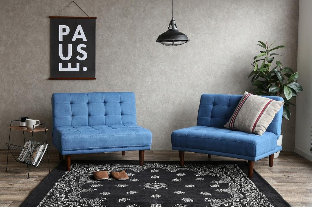 Colton リクライニング式ソファベッド 分割式　デニムカラー