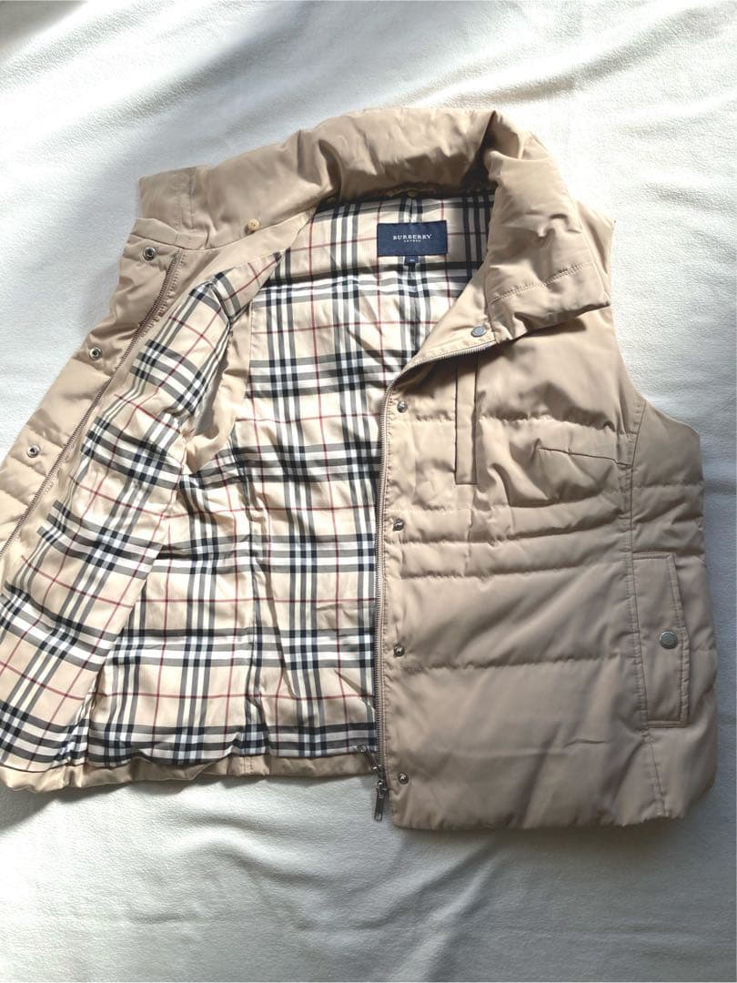 バーバリーロンドン　裏地ノバチェック　ダウンベスト　大きめサイズ46 ベージュ