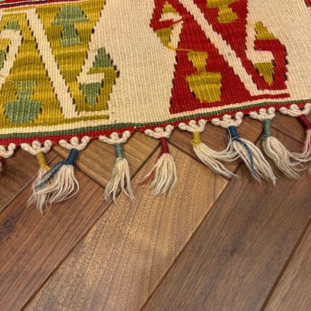 ギャべ　ウール製幾何学模様ラグ 大225×146