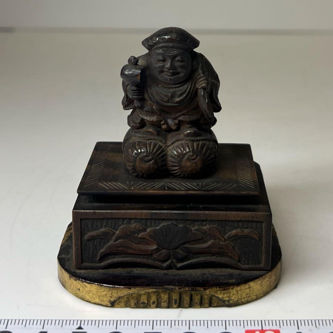 江戸初期 木彫大黒天 厨子入 東キ8-0204☆2F