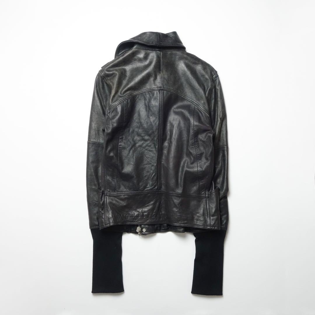 High Neck Leather Riders Jacket Ekam 変形