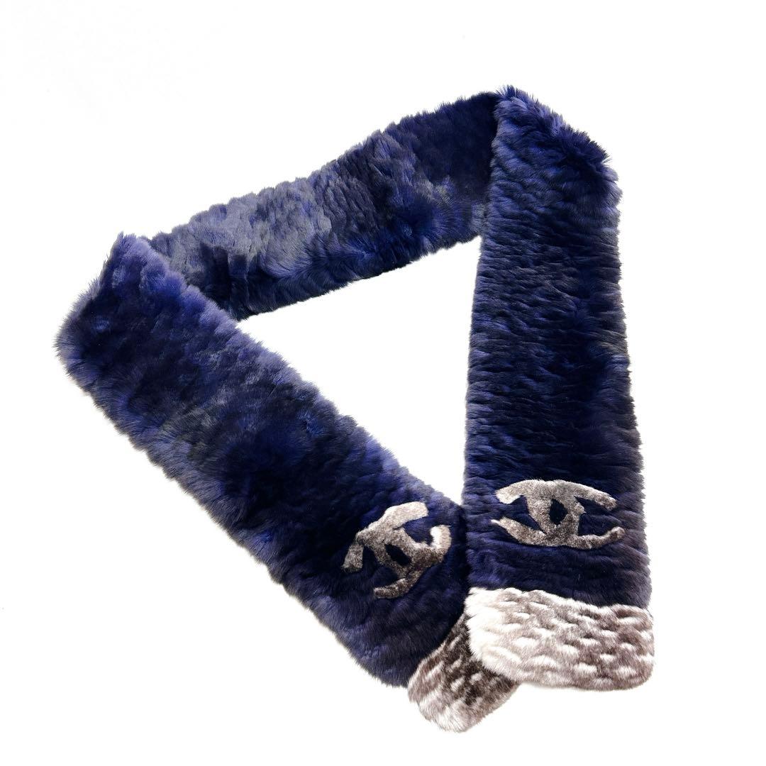 美品 シャネル 17V カシミヤ オリラグ ココマーク マフラー レディース