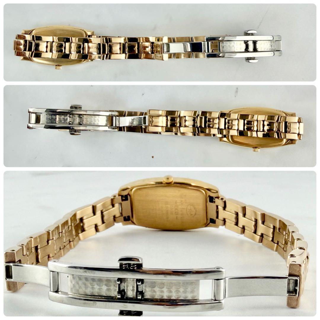 【稼働】 美品 スタージュエリー シェル文字盤 ゴールド 2Pダイヤ ソーラー