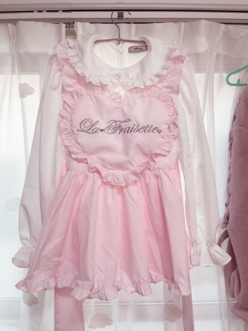 Ank Rouge ハートエプロンセットアップ ピンク