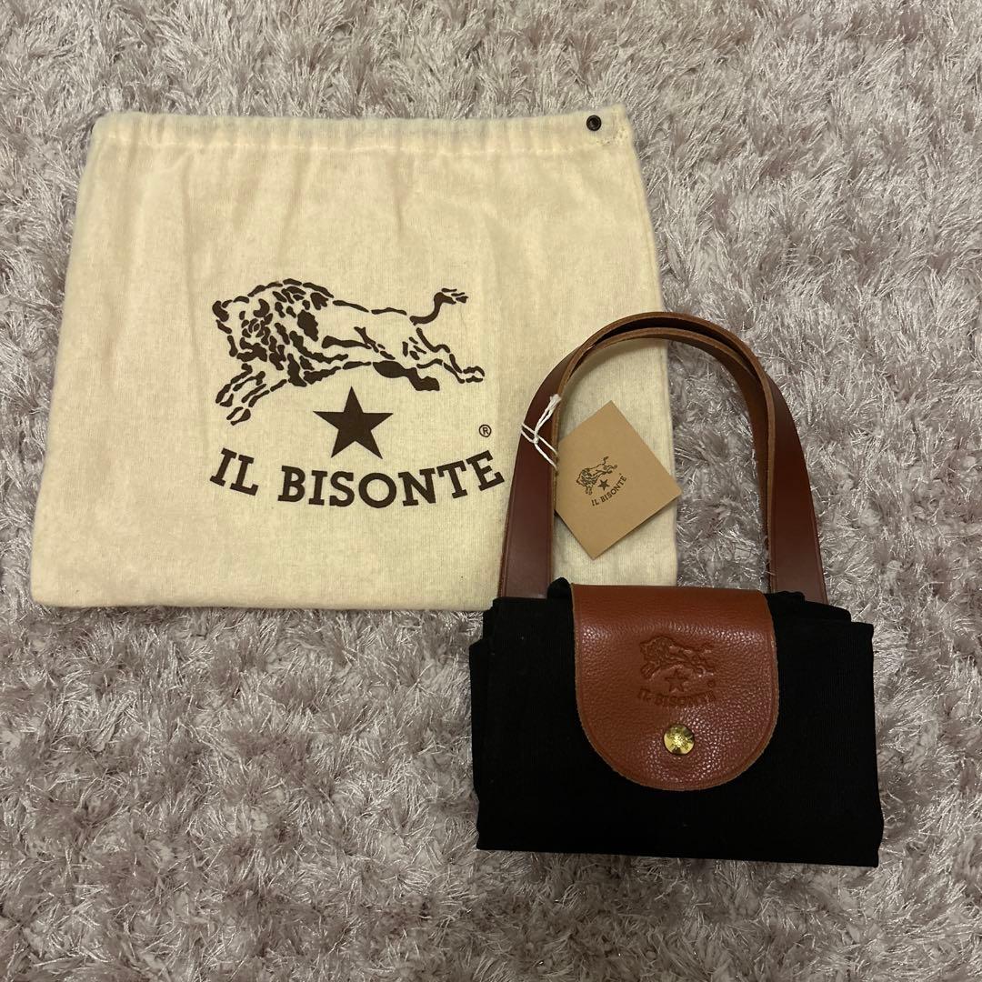 IL BISONTE 折りたたみバッグ 黒　タグつき