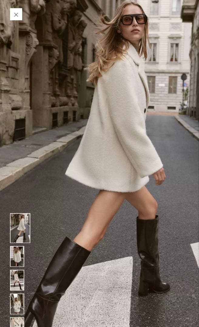 新品未使用⭐︎ZARAブークレダブルブレストミディ丈コートXS size