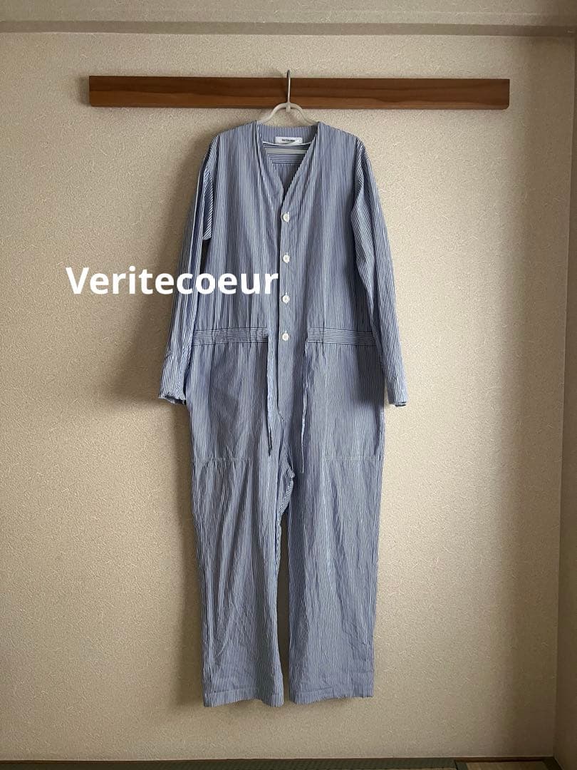 “ヴェリテクール”コットンオールインワン・ストライプ