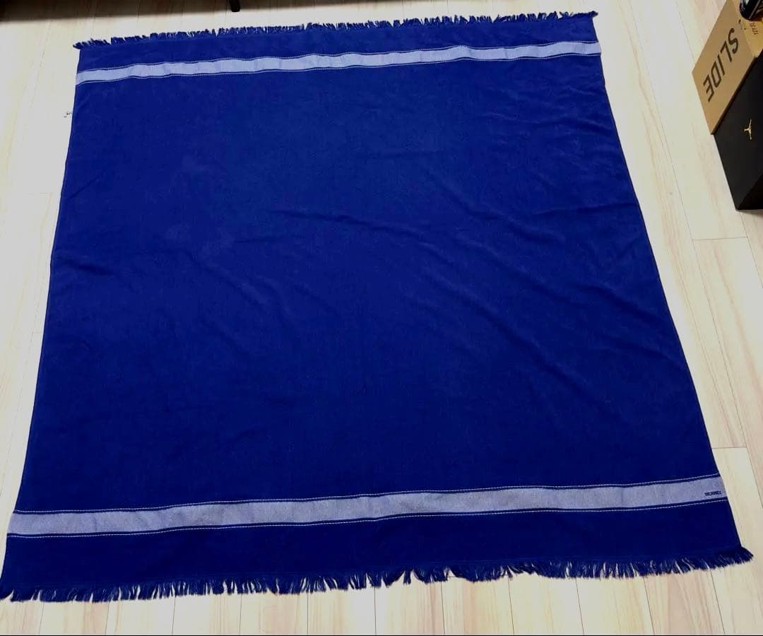 HERMES 青 ラグマット　マルチカバー　フリークロス　ベッドカバー