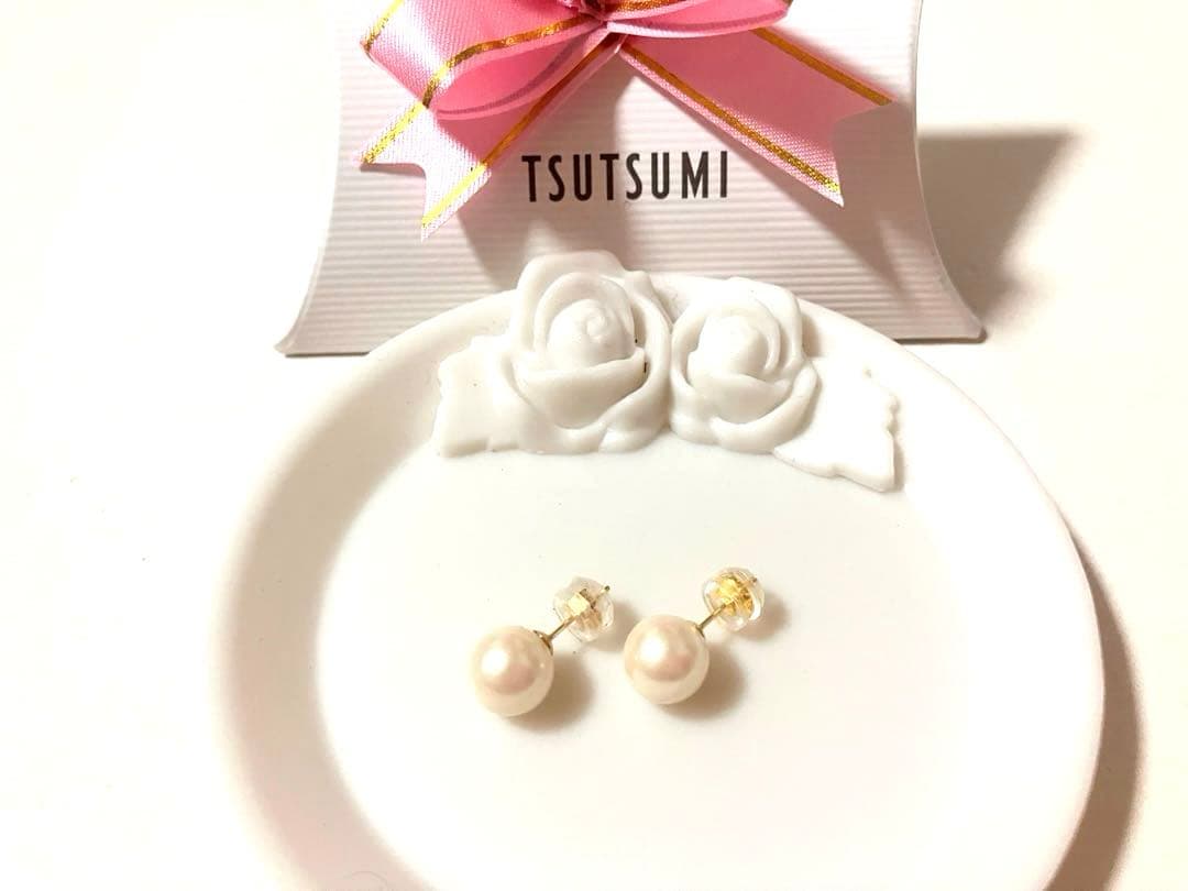 TSUTSUMI パールスタッドピアス ポストK18刻印 パール約8mm