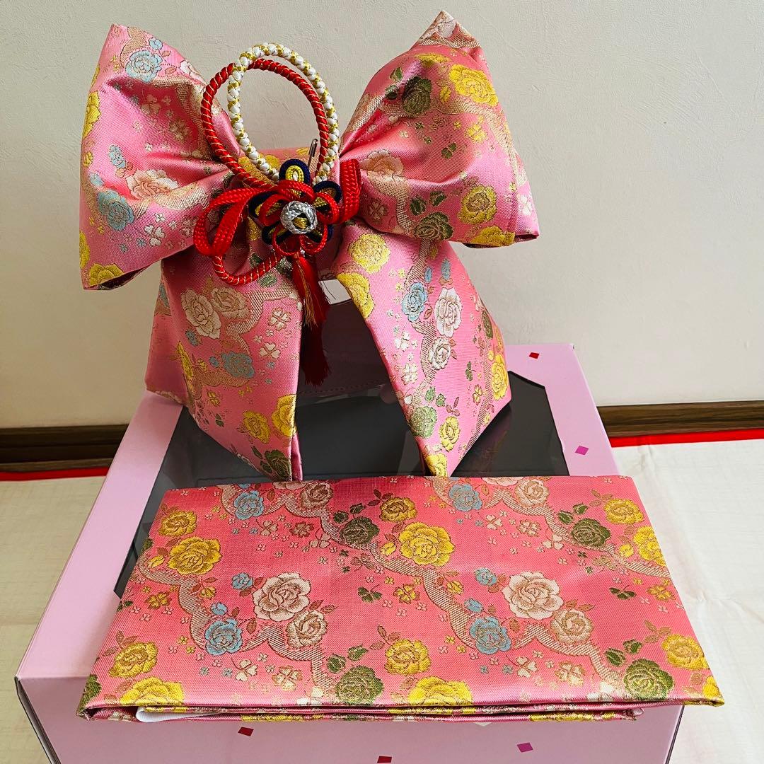 七五三　7歳　結び帯　バッグ草履　ハコセコセット