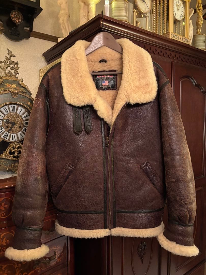 WINDARMOR B-3 本革 ボンバージャケット ブラウン ムートン M