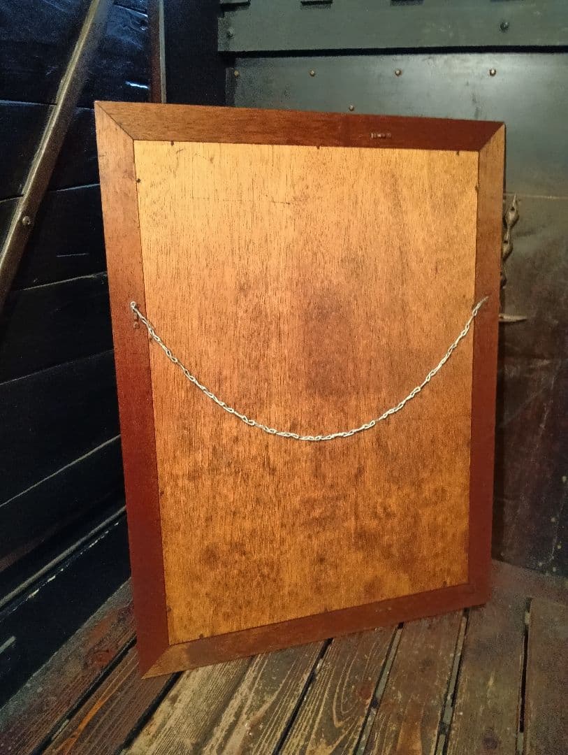 希少　1960's　デンマーク　チーク　無垢材　ラウンドフレーム　ミラー