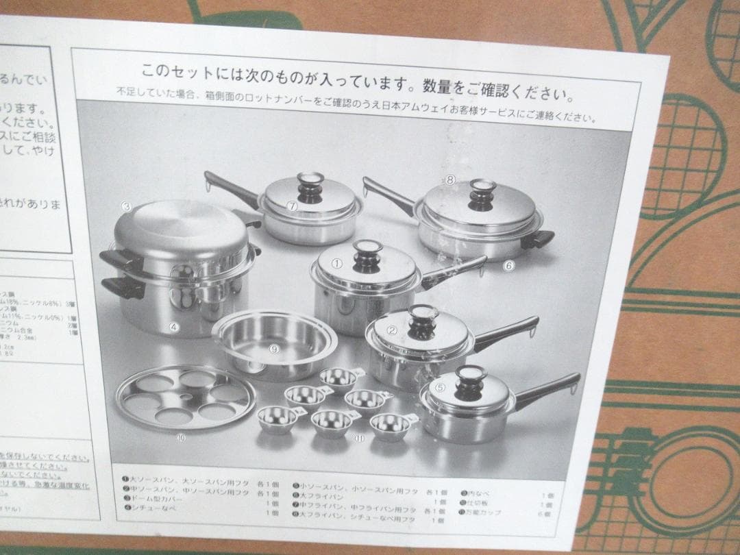 アムウェイ クィーン　クックウェア　21ピース　鍋　ソースパン　フライパン等