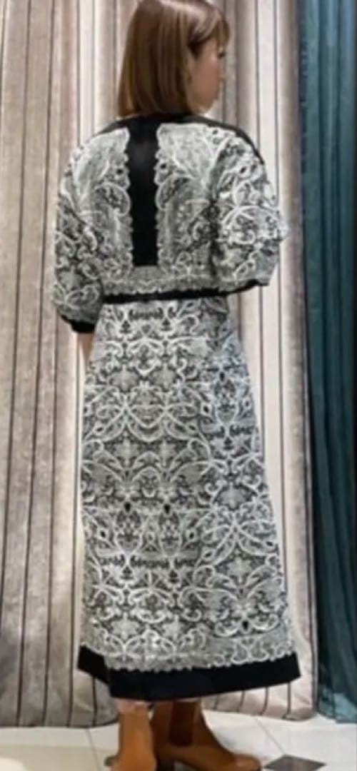 GRACE CONTINENTAL レースプリントカットドレス 36