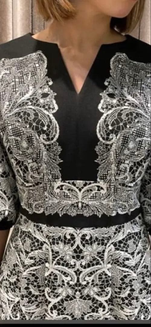 GRACE CONTINENTAL レースプリントカットドレス 36