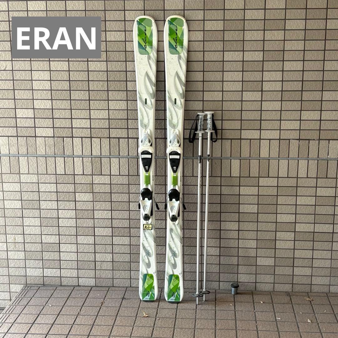 Elan スキー板 ホワイト/グリーン ポール付き
