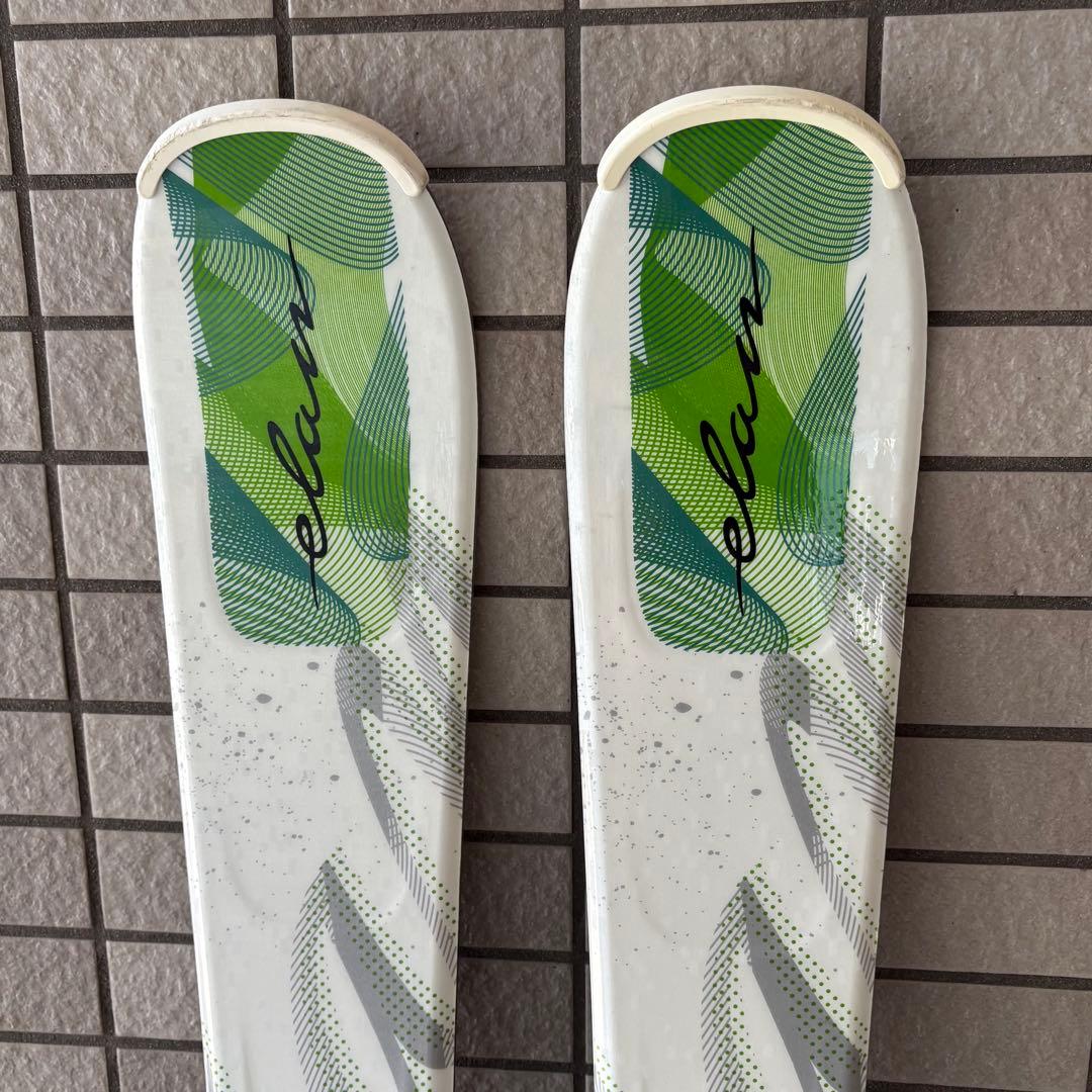 Elan スキー板 ホワイト/グリーン ポール付き