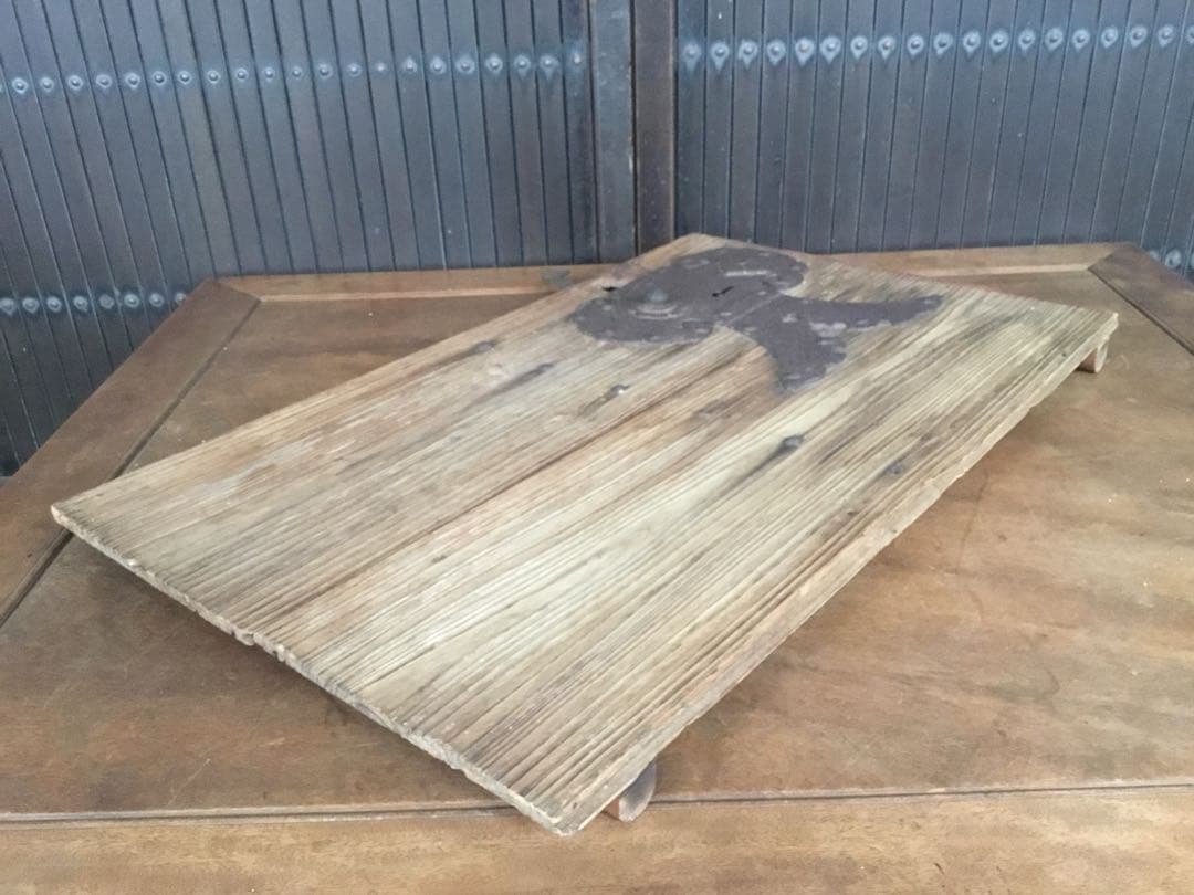 江戸〜明治時代　枯れ板　敷板　花台　錠前金具付　古い蔵戸/ 李朝　ソバン