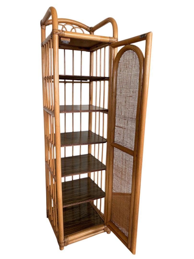 ラタン製5段シェルフ 棚板取り外し移動可能（棚板画像追加）