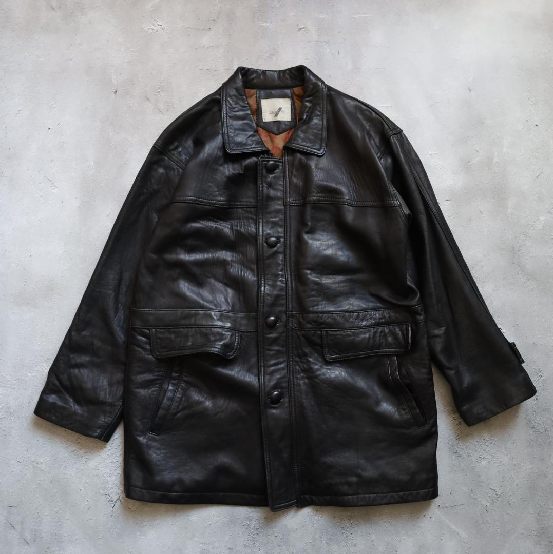 【90s】カーコート ビンテージ レザー ブラック 牛革