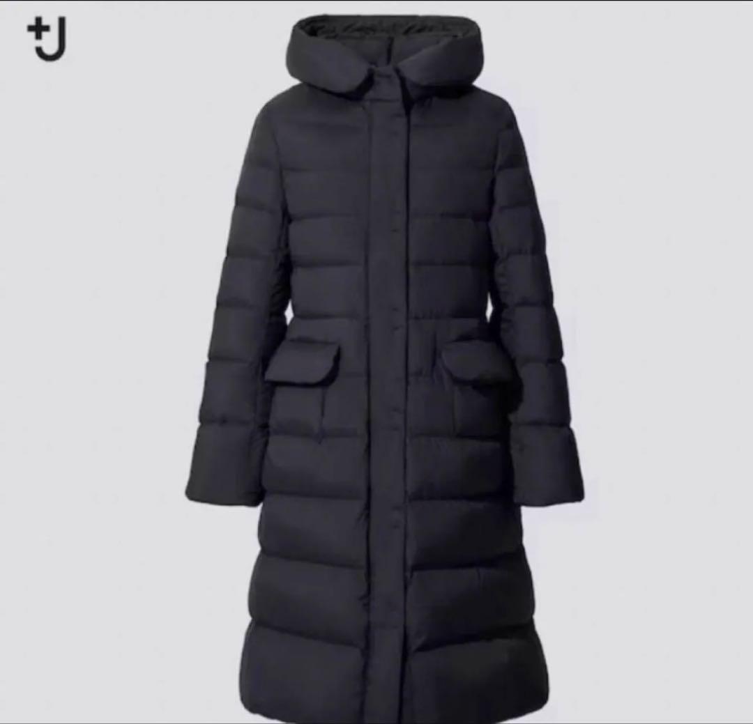 美品　ユニクロ＋Jウルトラライトダウンコート フーデットコート