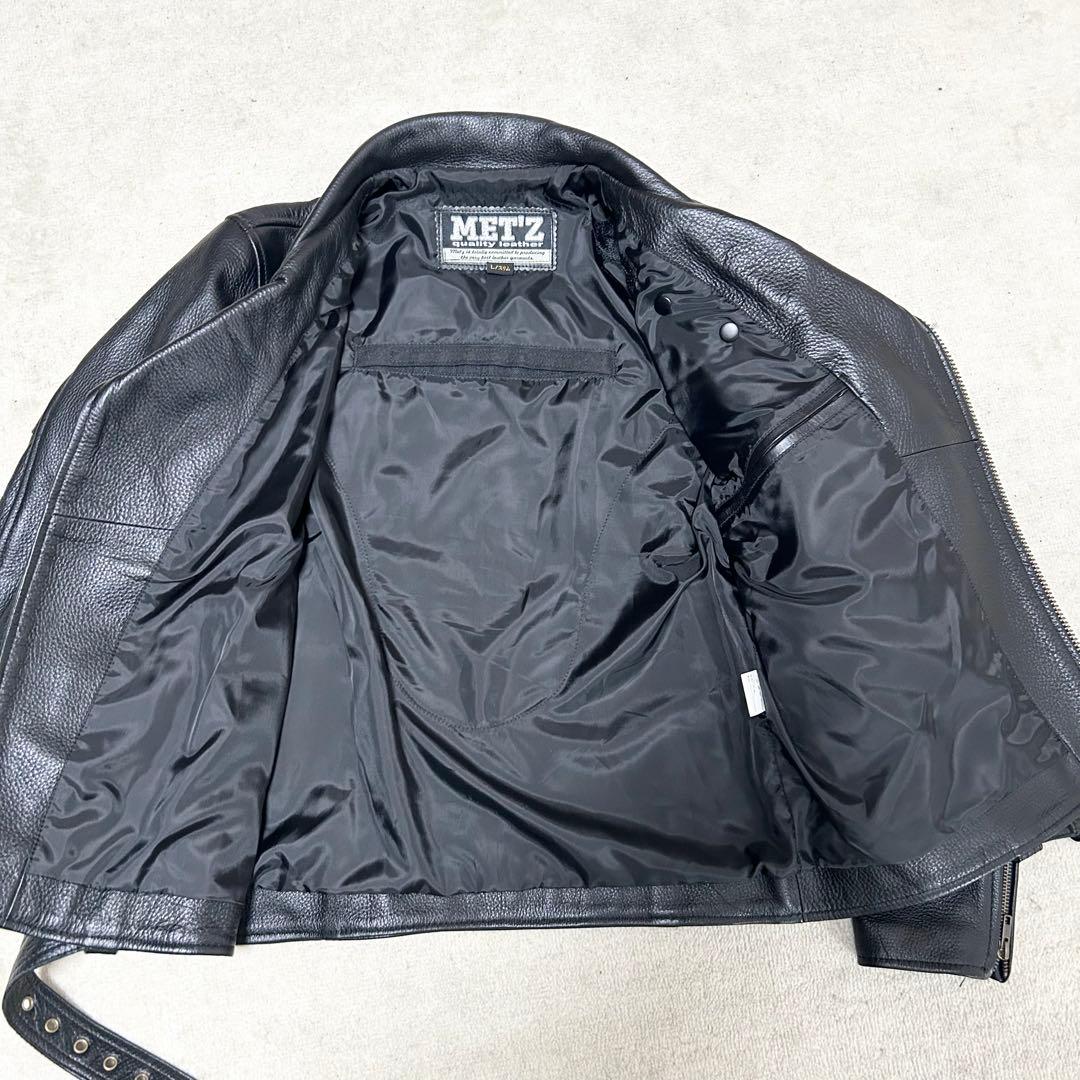極美品　MET'Z ダブルライダースジャケット　カウレザー　牛革　黒　ブラック