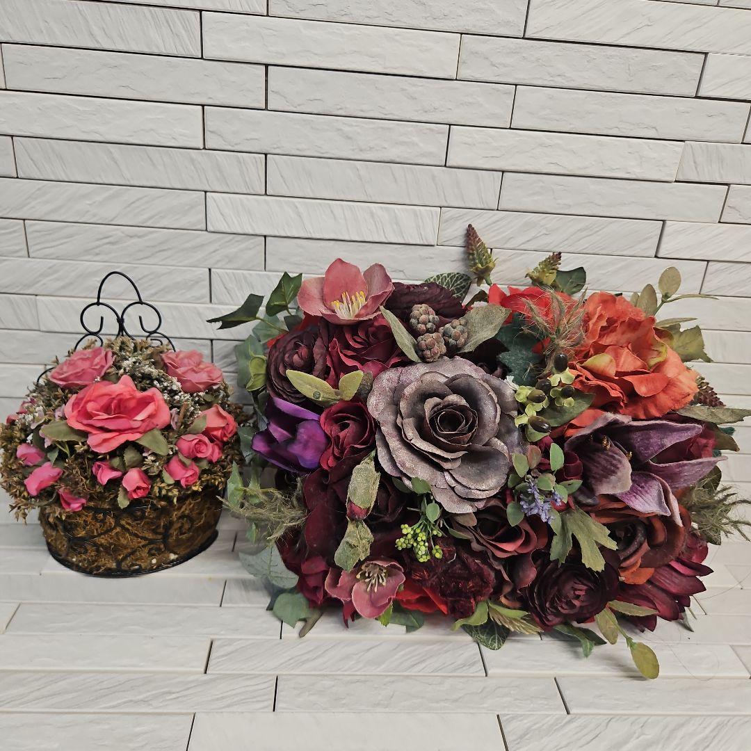 フラワーアーチストMACHIKOお花の置物　&　壁掛けフラワー　倉庫保管品未使用