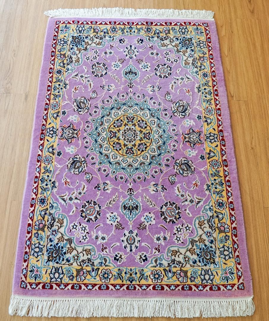 ペルシャ絨毯 ナイン産 青 9la 120×79cm